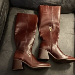 Elegant Brown Leather Knee-High Boots